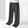 Men's ice silk trousers in black with loose straight cut and elastic waistband