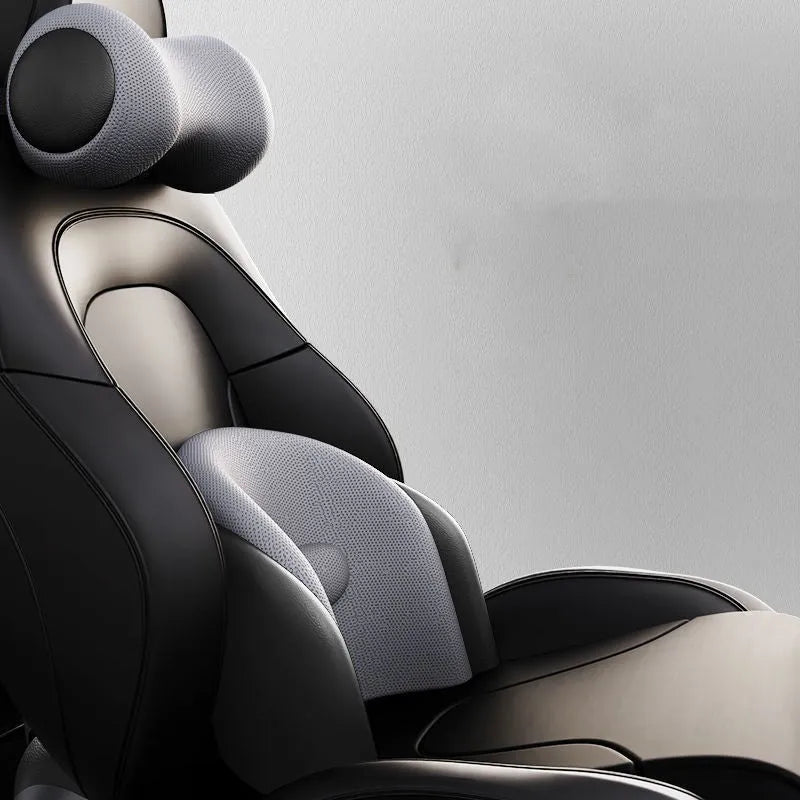 Car massage cushion with memory cotton construction for headrest and lumbar support on car seat