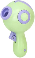 Green, orange and pink dog treat launcher toy for interactive training and slow feeding