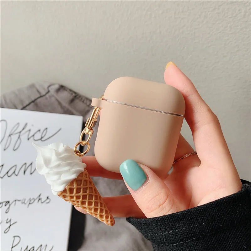 Cylinder ice cream pattern silicone case for Apple AirPods 2 wireless headphones