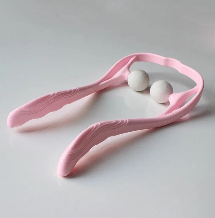 Blue plastic swan-shaped hand massager with adjustable stand and 3D floating point massage heads.