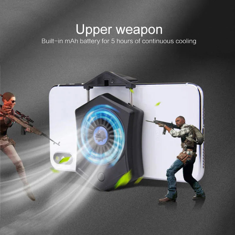 Black and white aluminium USB mobile phone radiator cooling fan accessory for gaming phones