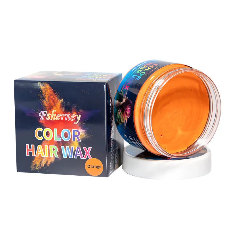 120g hair styling clay container showing colour options including blue, green, orange, purple, red, and grey