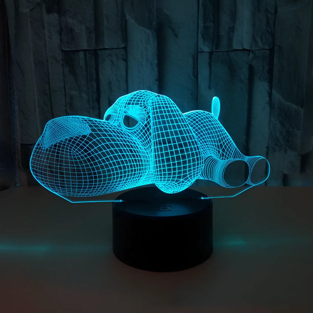 Doggo 3D illusion desktop lamp glowing in multiple colours with easy-touch button