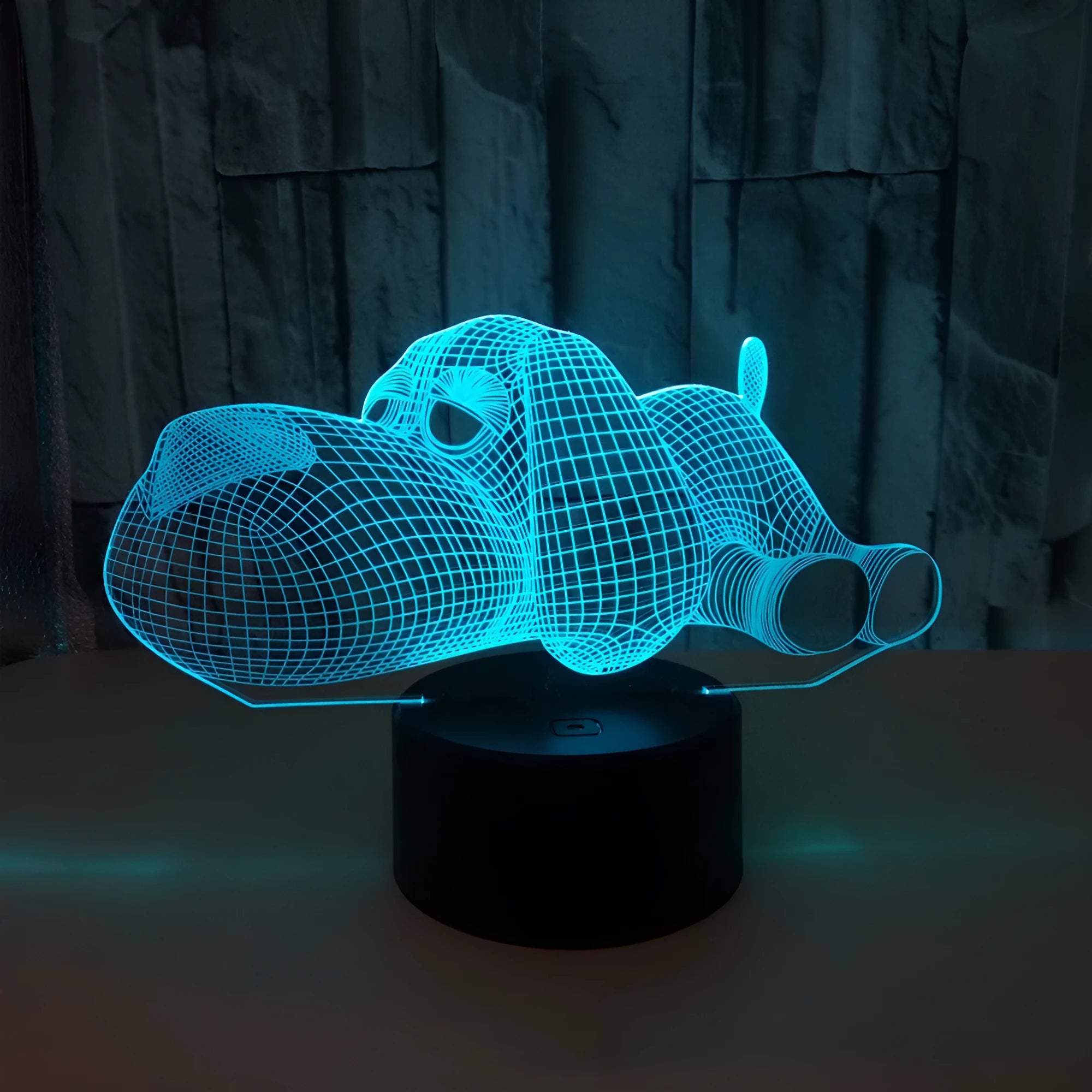 Doggo 3D illusion desktop lamp glowing in multiple colours with easy-touch button