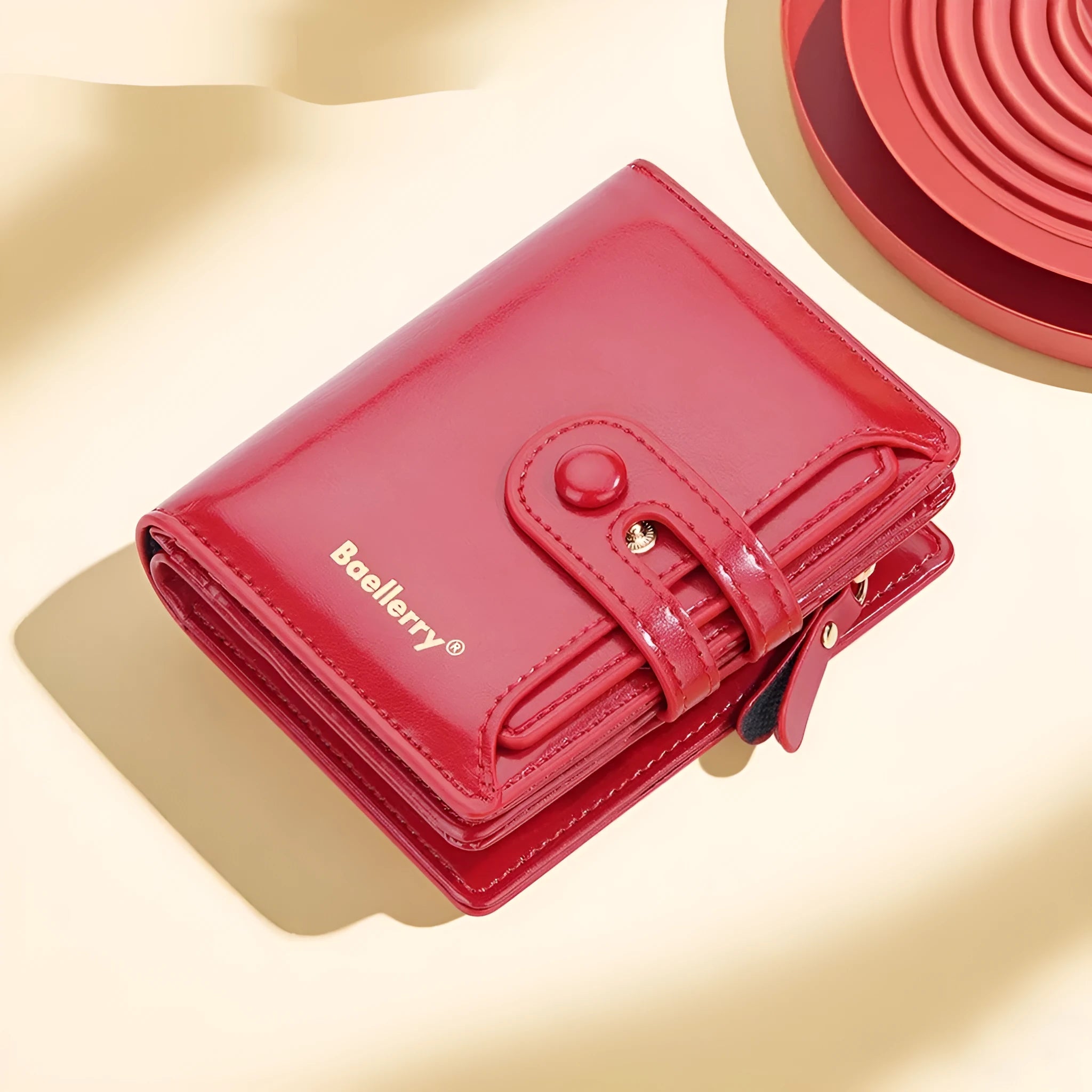 Women's PU leather wallet card holder in a choice of eight colours including black, white, blue, and red.