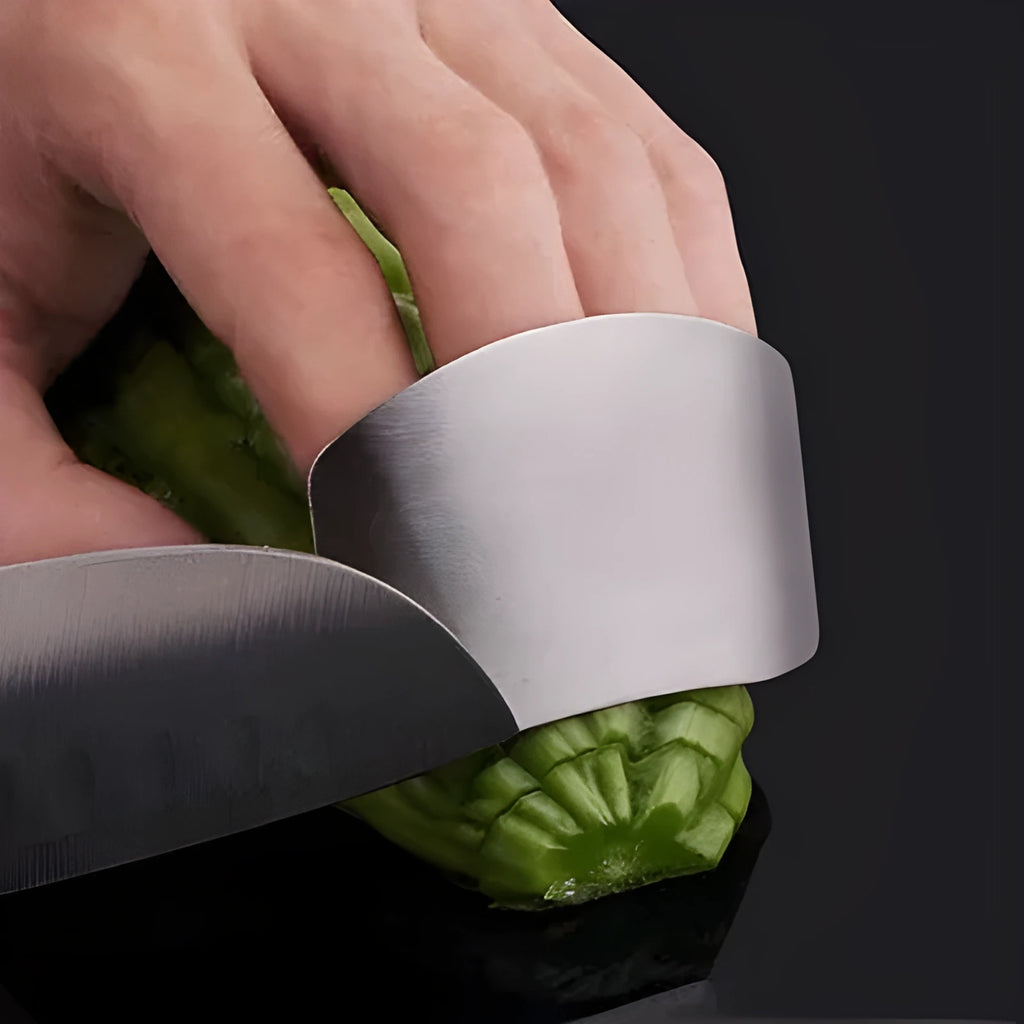 Stainless steel hand guard for finger protection when cutting vegetables