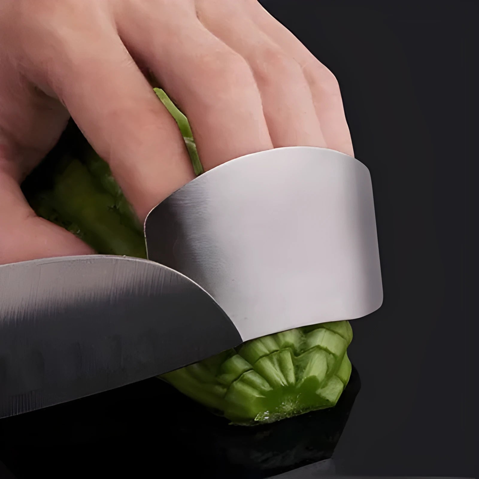 Stainless steel hand guard for finger protection when cutting vegetables
