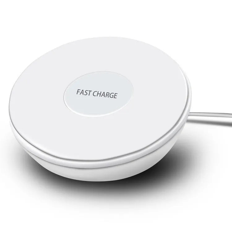 White rectangular wireless charging pad with a digital clock display on the front.