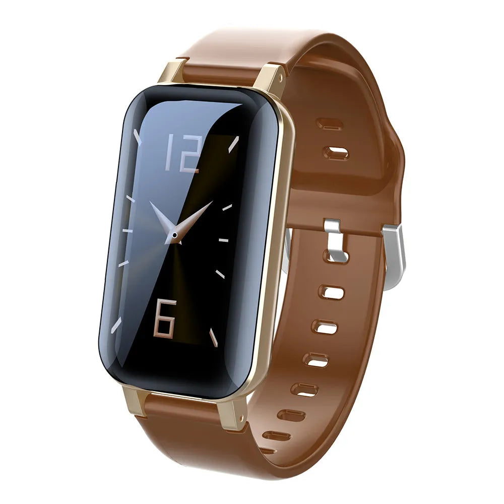 Call bracelet smart wearable with heart rate monitor in black, blue or coffee colour options