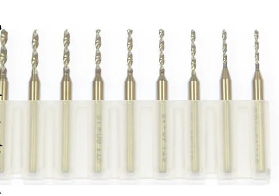 Close-up of an imported tungsten carbide micro-engraving bit for PCB and hardware processing.