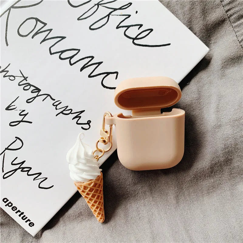 Cylinder ice cream pattern silicone case for Apple AirPods 2 wireless headphones