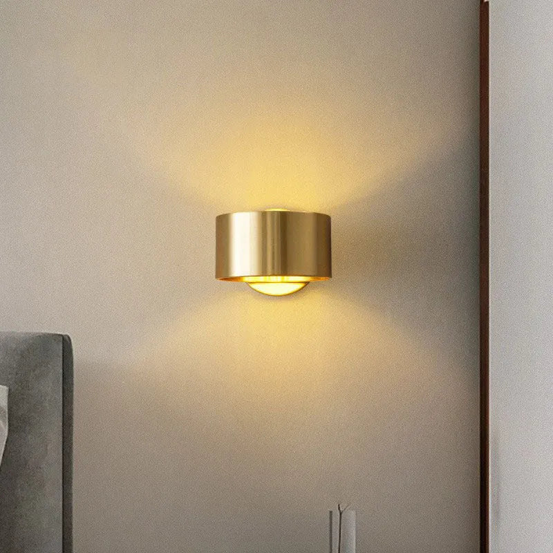 Modern copper wall lamp in black or gold finish for living room accent lighting