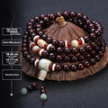 Traditional rosewood men's bracelet with 108 beads, showing lapis lazuli and turquoise style options.