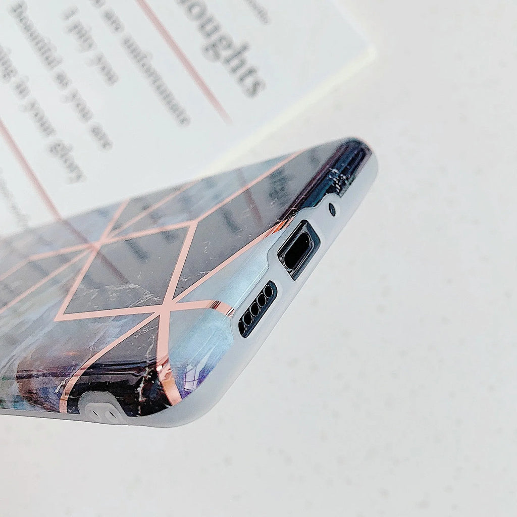 Electroplated marble pattern TPU phone case for Huawei and Samsung smartphones in various colours