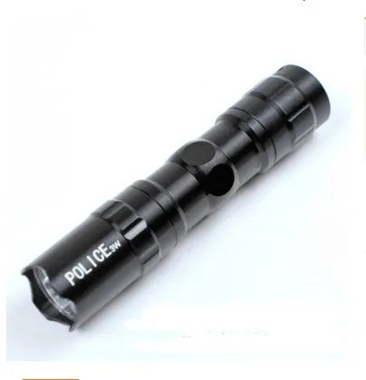 Aluminium alloy mini flashlight in black with compact 9.5cm design and 3W LED output