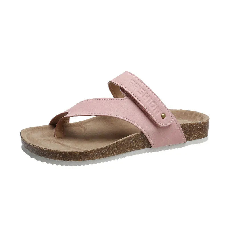 Flat toe ring flip-flops in blue with thick foam sole and artificial PU upper