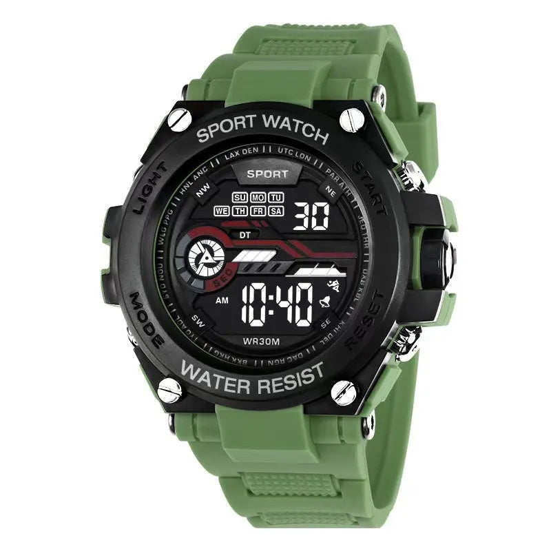 Electronic digital watch with LED display for teenagers in multiple colour options