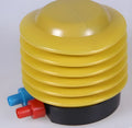 Blue and red manual pedal pump for inflating swim rings with 4-inch diameter