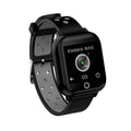 Black smartwatch with integrated Bluetooth earbuds charging in wristband cabinet