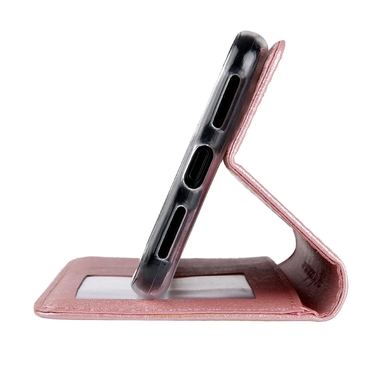 PU leather iPhone flip case in multiple colours showing front card slot and flip cover for Apple iPhone models