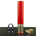 Black automatic electric wine bottle opener with foil cutter on a counter