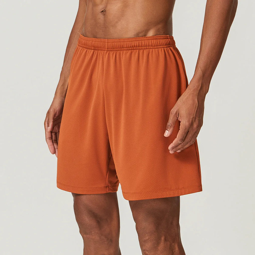 Men's double-layer workout shorts in sky green colour with moisture-wicking fabric for running and gym training