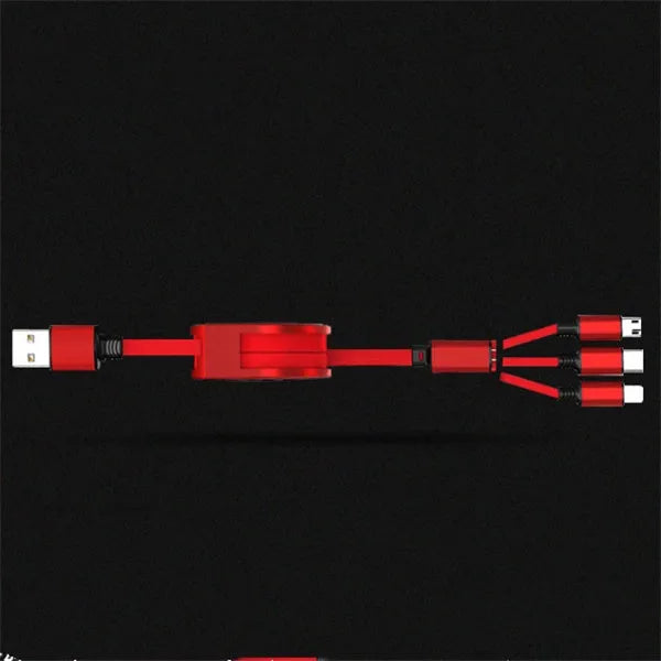 3-in-1 telescopic charging cable extended to 120cm with split connectors