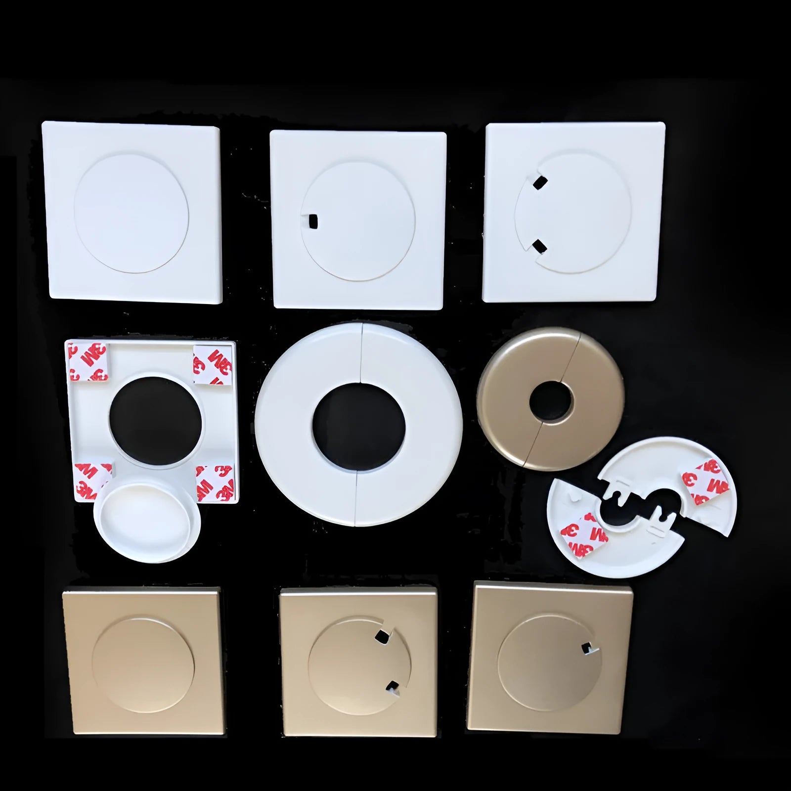 ABS plastic decorative sticker covering rings with 3M adhesive for wall hole concealment