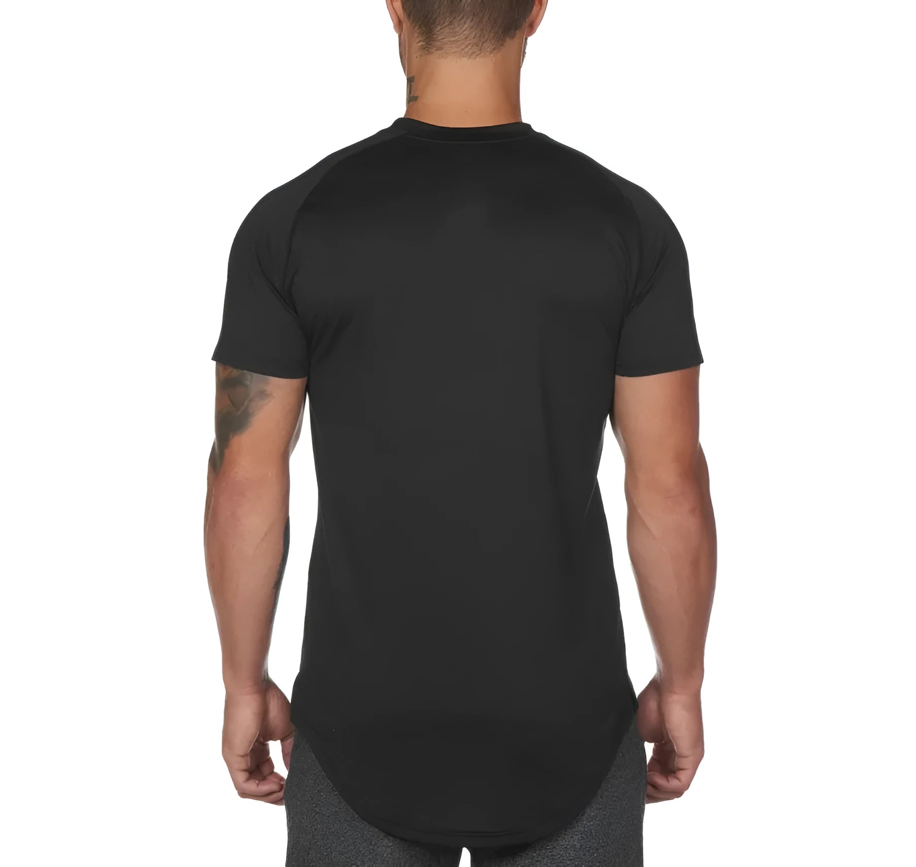 Men's plain fitness sports shirt in cotton spandex blend with optional letter customisation