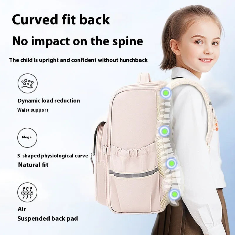 Oxford cloth student schoolbag in multiple colour options including beige, green, pink, navy and royal blue variants