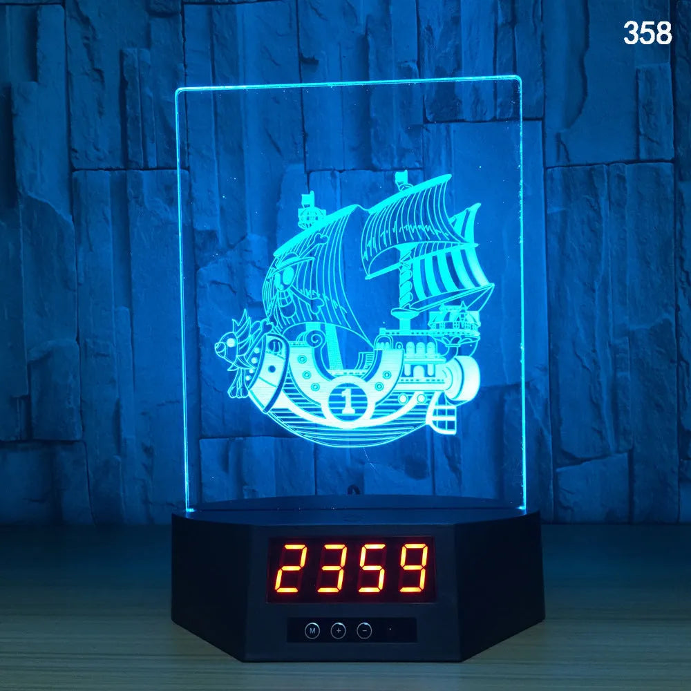 Blue dolphin 3D LED night light on a table with remote control