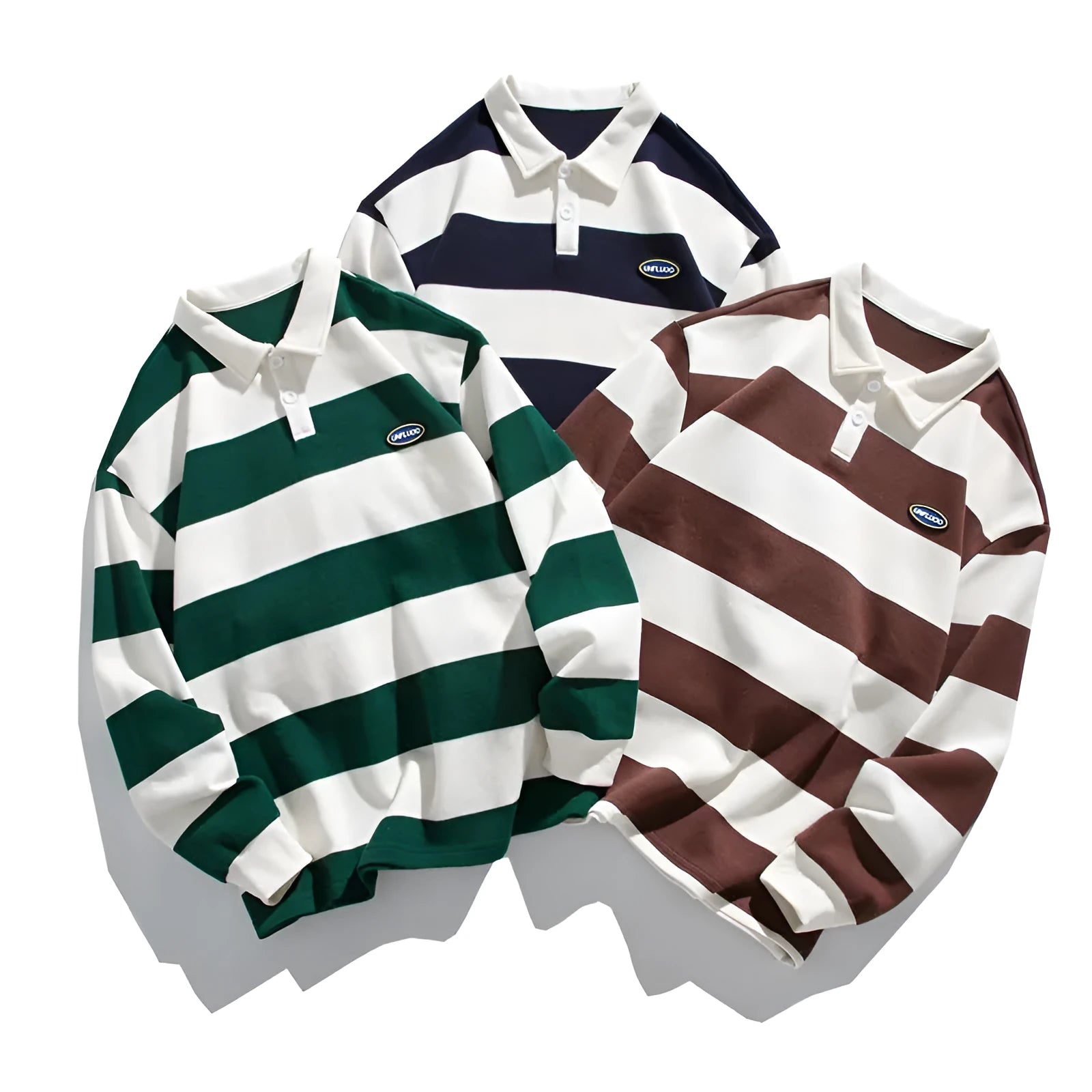 Pearl cotton polo shirt with Hong Kong-style lapel collar in blue, green or coffee colours