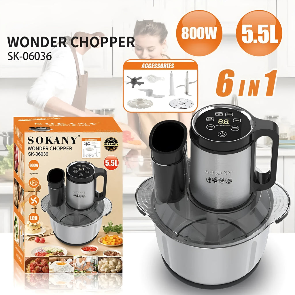 Stainless steel semi-automatic meat grinder with vegetable cutting and sausage making functions