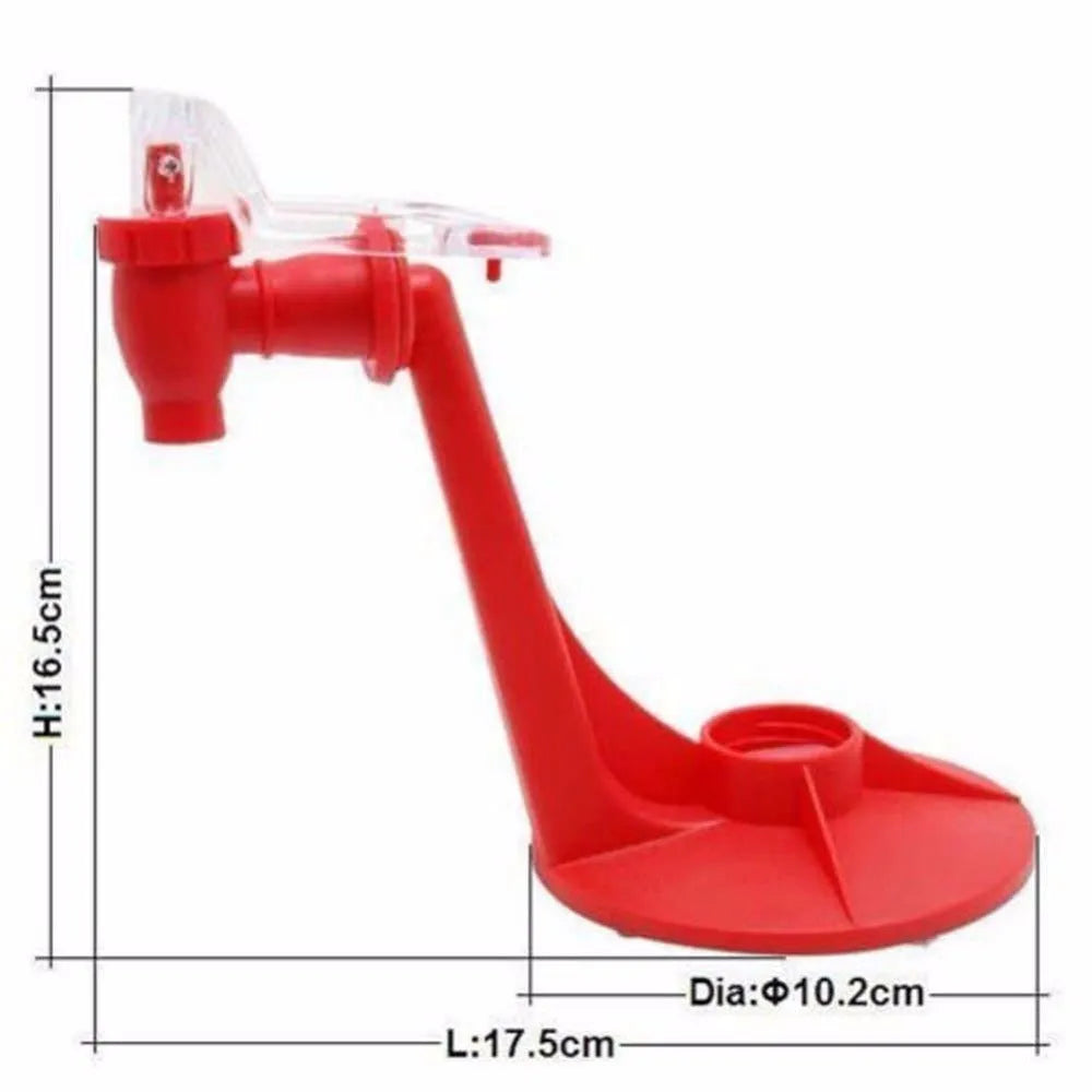Red plastic Magic Tap soda drink dispenser for 2-litre bottles