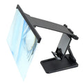 Black L20 split-design 12-inch mobile phone screen magnifier with separate adjustable stand on a table.