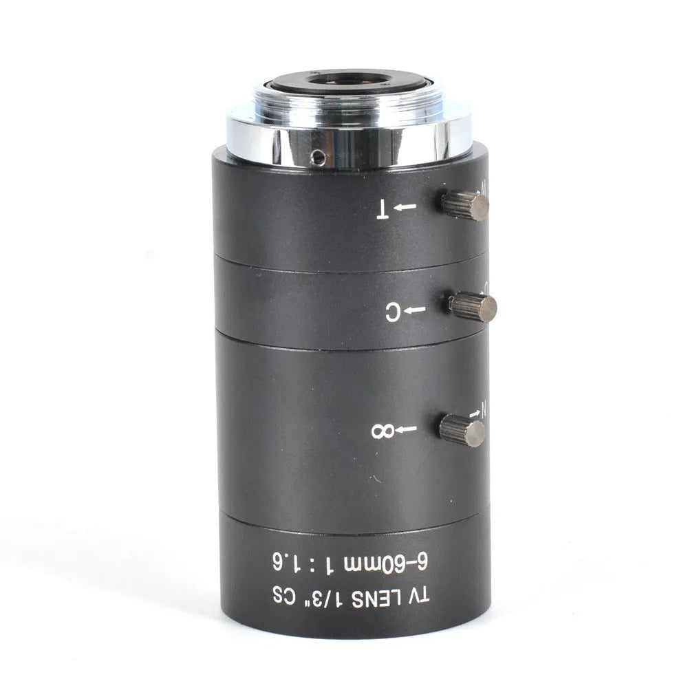 Black 6-60mm manual aperture CS mount CCTV lens for 1/3" sensor security cameras