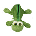 Soft plush round pencil case with cartoon animal design for children, shown with pens.