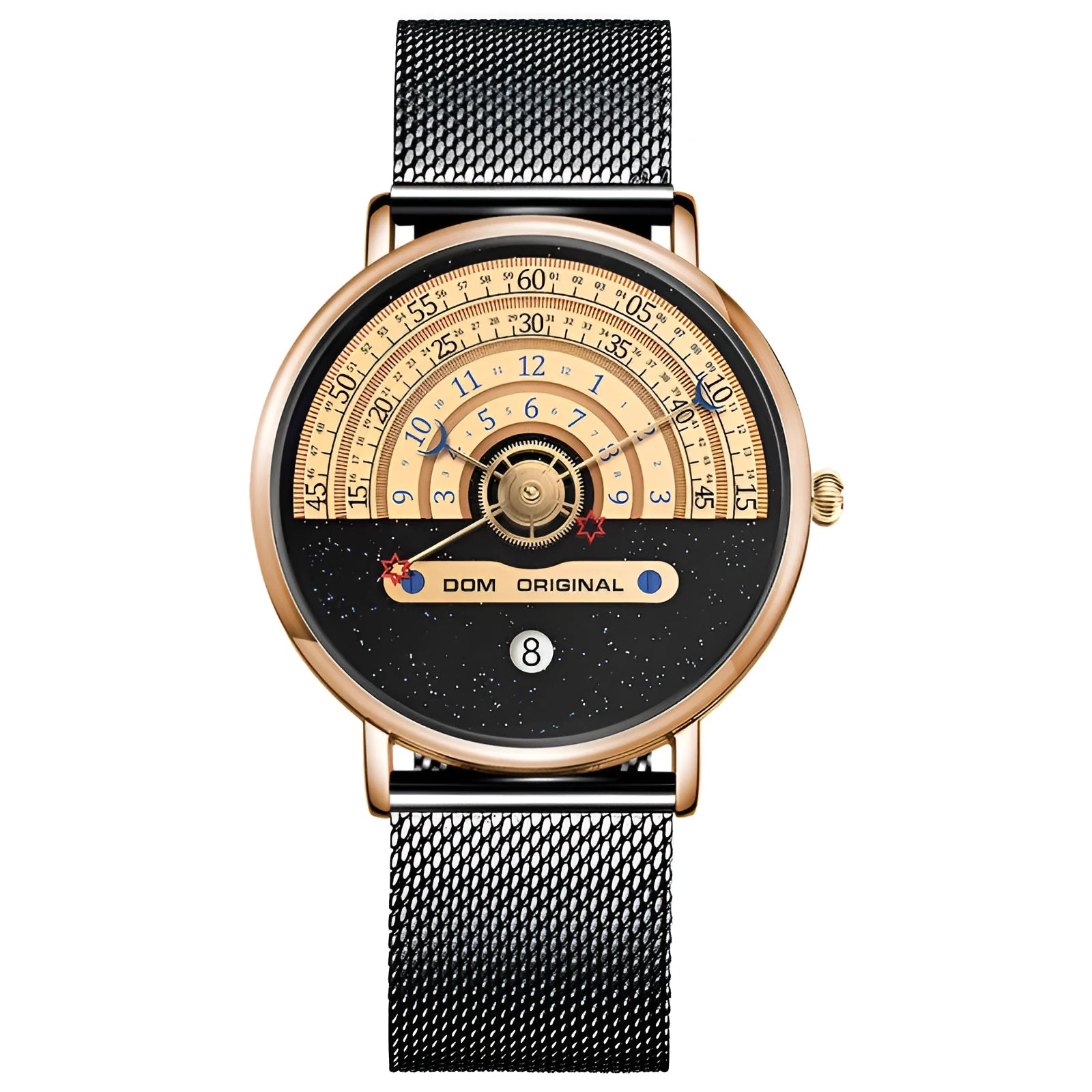 Men's 40mm sports quartz watch with alloy case and mineral glass in gold or silver colour options