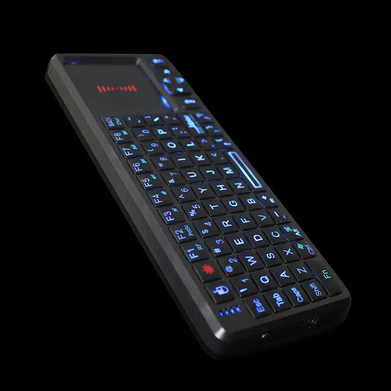 Black wireless mini keyboard with laser pointer and touchpad for presentations