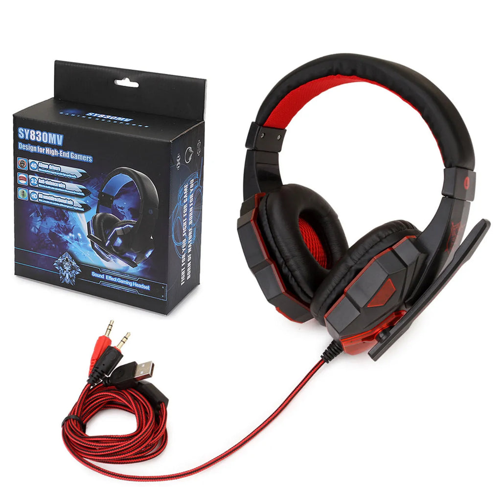 Wired gaming headset with light-up ear cups in multiple colour combinations for PS4 and PC computers