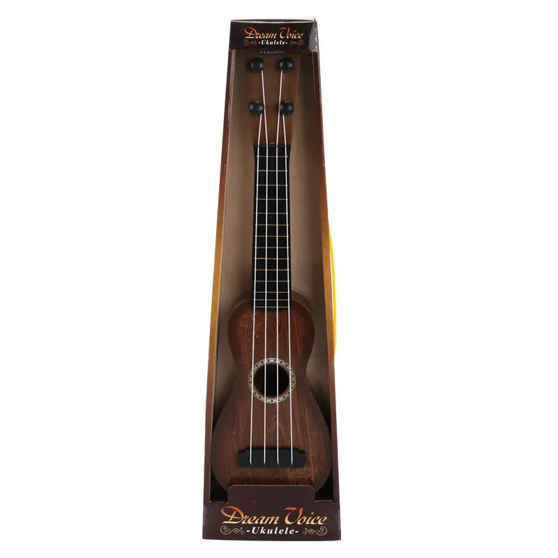 Children's retro guitar toy simulation ukulele with plastic construction measuring 38cm in length