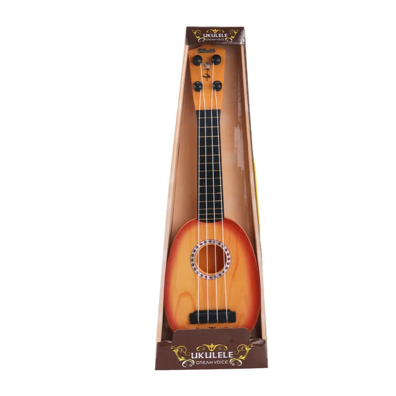 Children's retro guitar toy simulation ukulele with plastic construction measuring 38cm in length