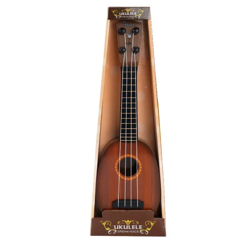 Children's retro guitar toy simulation ukulele with plastic construction measuring 38cm in length