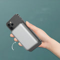 Silver aluminium Apple magnetic wireless charging power bank showing USB-C port