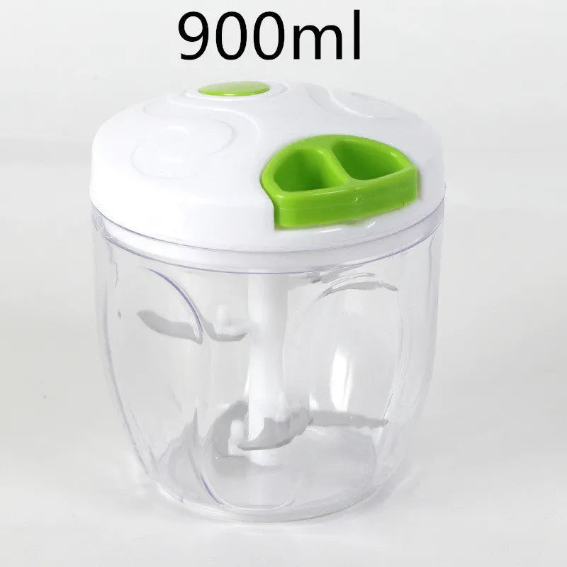Green manual kitchen chopper with three stainless steel blades and 500ml capacity