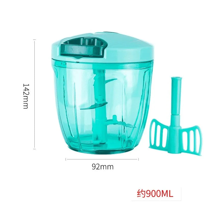 Green manual kitchen chopper with three stainless steel blades and 500ml capacity