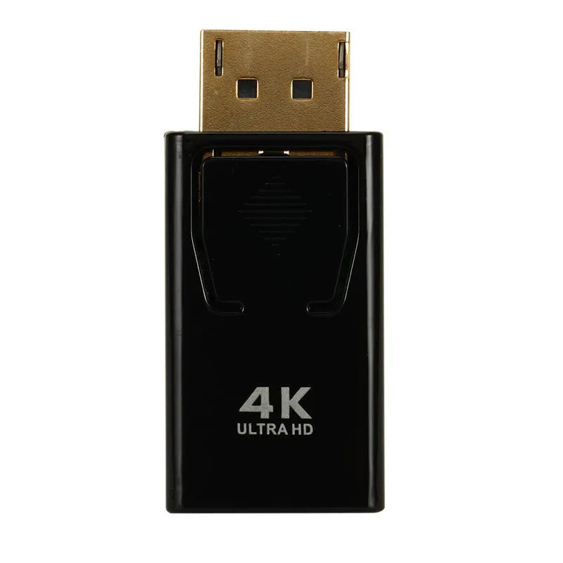 Black DisplayPort to HDMI adapter cable for 4K video connection