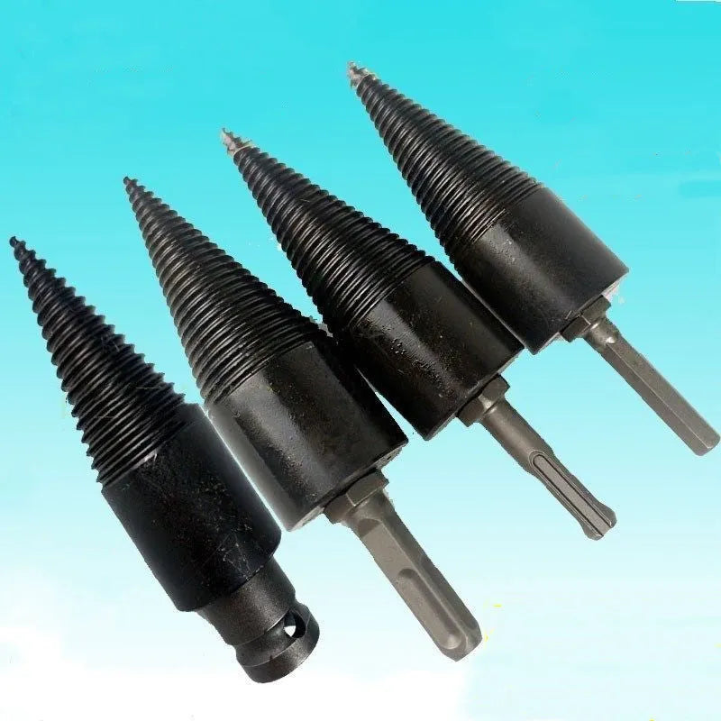 Hexagonal firewood splitting drill bit for electric hand drills in 32mm and 42mm sizes