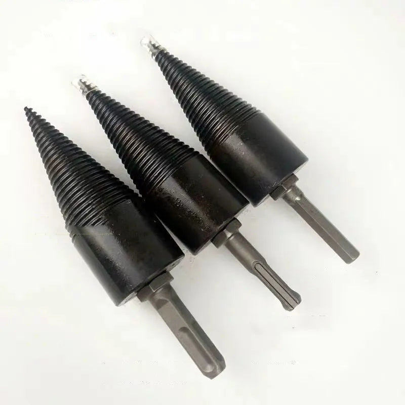 Hexagonal firewood splitting drill bit for electric hand drills in 32mm and 42mm sizes